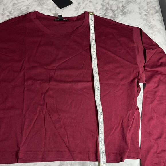 FASHION NOVA Leslie Long Sleeve Cropped Tee in Wine Size Medium - Picture 3 of 11